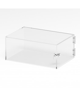 E-1297 TEC-X - PERSONALIZZABILE Teca espositiva in plexiglass trasparente da banco 5 lati chiusi con sportello laterale con c...