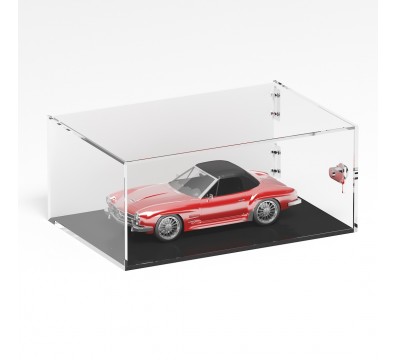 E-1298 TEC-X - PERSONALIZZABILE Teca espositiva in plexiglass trasparente da banco 5 lati chiusi con sportello laterale con c...