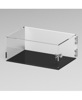 E-1298 TEC-X - PERSONALIZZABILE Teca espositiva in plexiglass trasparente da banco 5 lati chiusi con sportello laterale con c...