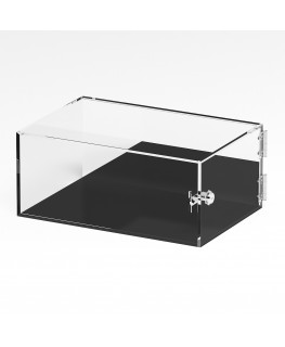 E-1300 TEC-X - PERSONALIZZABILE Teca espositiva in plexiglass trasparente da banco 5 lati chiusi con sportello laterale con c...