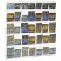 Transparent plexiglass wall-mounted display for betting slips and scratch cards