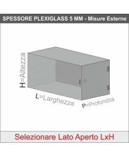 E-1304 TEC-X - PERSONALIZZABILE Teca espositiva in plexiglass trasparente da banco 5 lati chiusi con sportello laterale con c...