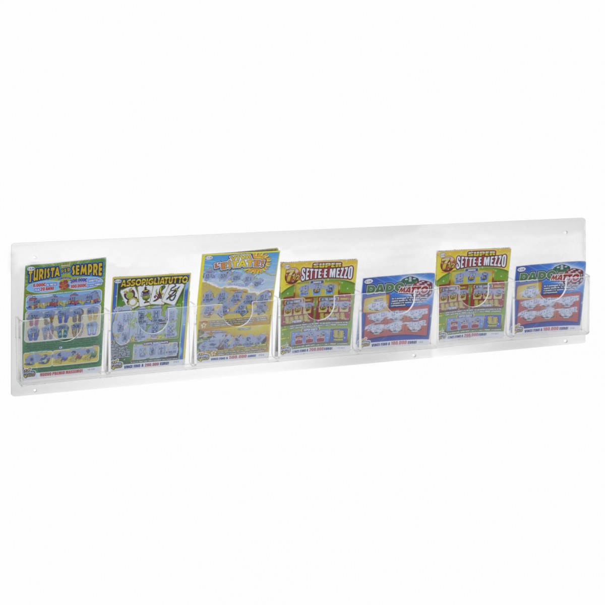 E-493 - Espositore schedine e gratta e vinci da parete in plexiglass trasparente