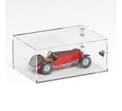 E-1308 TEC-X - PERSONALIZZABILE Teca espositiva in plexiglass trasparente da banco 5 lati chiusi con sportello laterale con c...