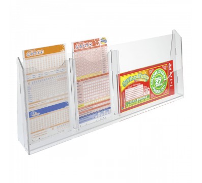 E-279 EPS-A - Espositore schedine da banco in plexiglass trasparente a 3 tasche