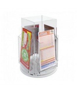 E-280 EPS-A - Espositore schedine da banco girevole in plexiglass trasparente a 4 tasche