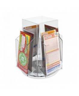 E-280 EPS-B - Espositore schedine da banco girevole in plexiglass trasparente a 8 tasche H.29 cm