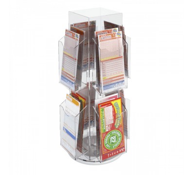 E-280 EPS-D - Espositore schedine da banco girevole in plexiglass trasparente a 16 tasche