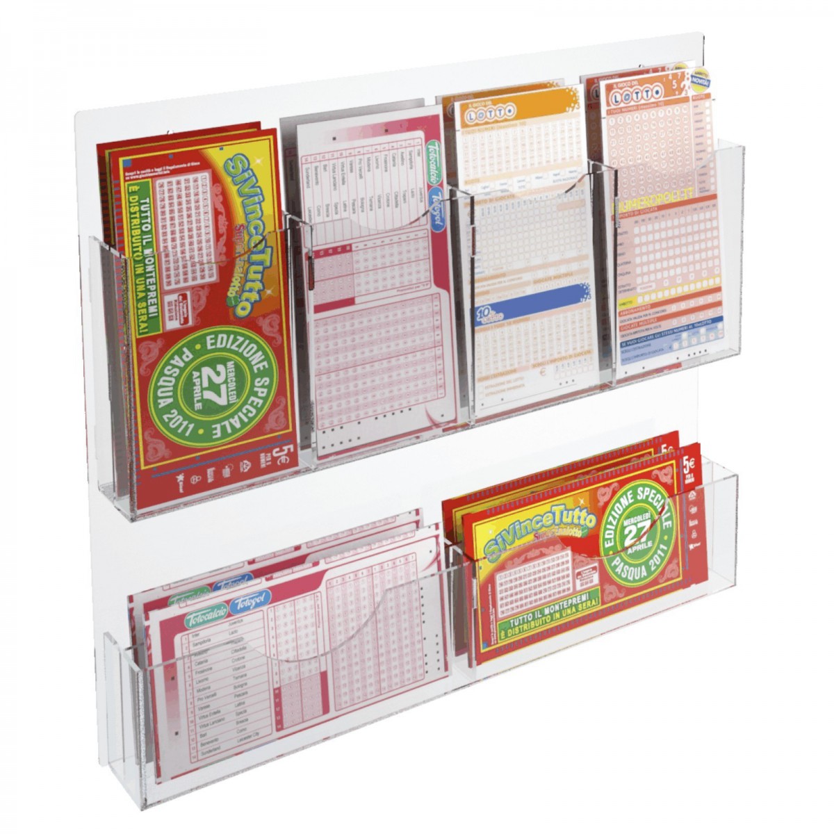 E-283 EPS-B - Espositore schedine da parete in plexiglass trasparente a 12 tasche