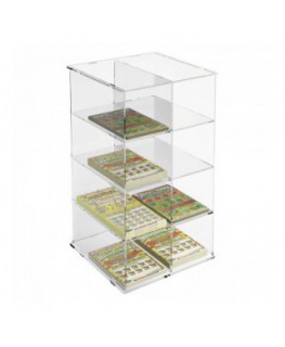 E-284 EPS-B - Espositore da banco per schedine, gratta e vinci ecc in plexiglass trasparente a 8 scomparti