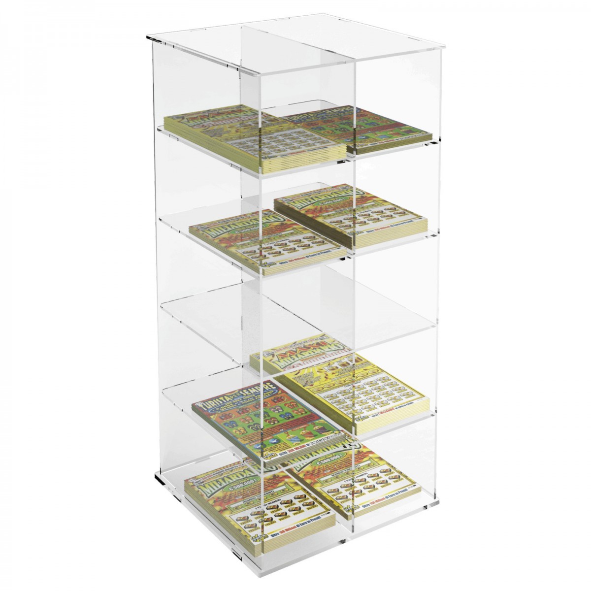 E-284 EPS-C - Espositore da banco per schedine, gratta e vinci ecc in plexiglass trasparente a 10 scomparti
