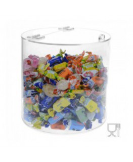 E-313 - Espositore multiuso in plexiglass trasparente con coperchio - Diametro 20 cm.