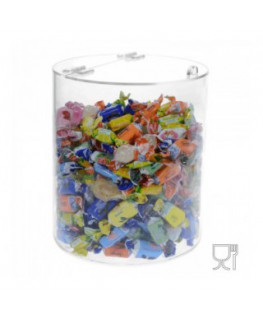 E-313 EPG-B - Espositore multiuso in plexiglass trasparente con coperchio - Diametro 20 cm - Altezza 20 cm