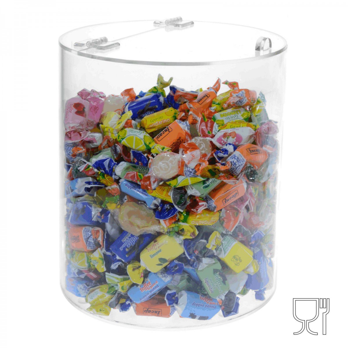 E-313 EPG-B - Espositore multiuso in plexiglass trasparente con coperchio - Diametro 20 cm - Altezza 20 cm