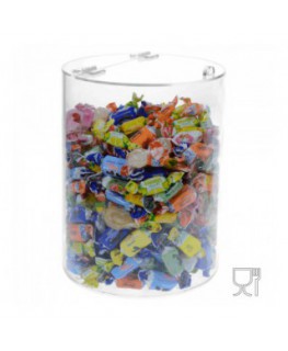 E-313 - Espositore multiuso in plexiglass trasparente con coperchio - Diametro 20 cm.