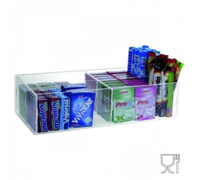 E-394 PCR-A - Espositore in plexiglass trasparente da banco per caramelle e oggetti vari a 4 scomparti