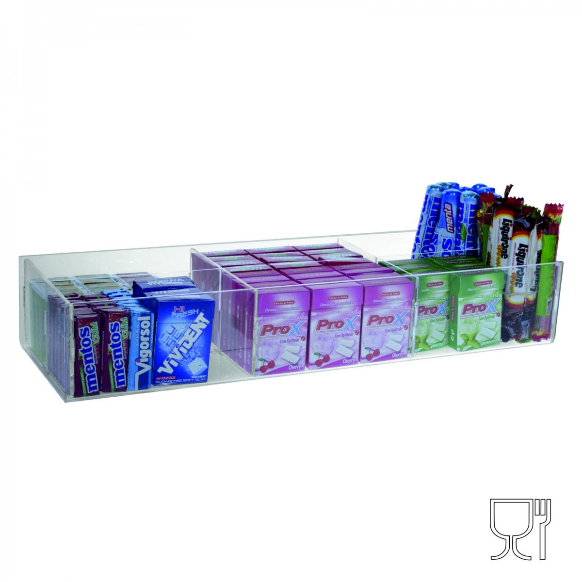 E-394 PCR-B - Espositore in plexiglass trasparente da banco per caramelle e oggetti vari a 6 scomparti