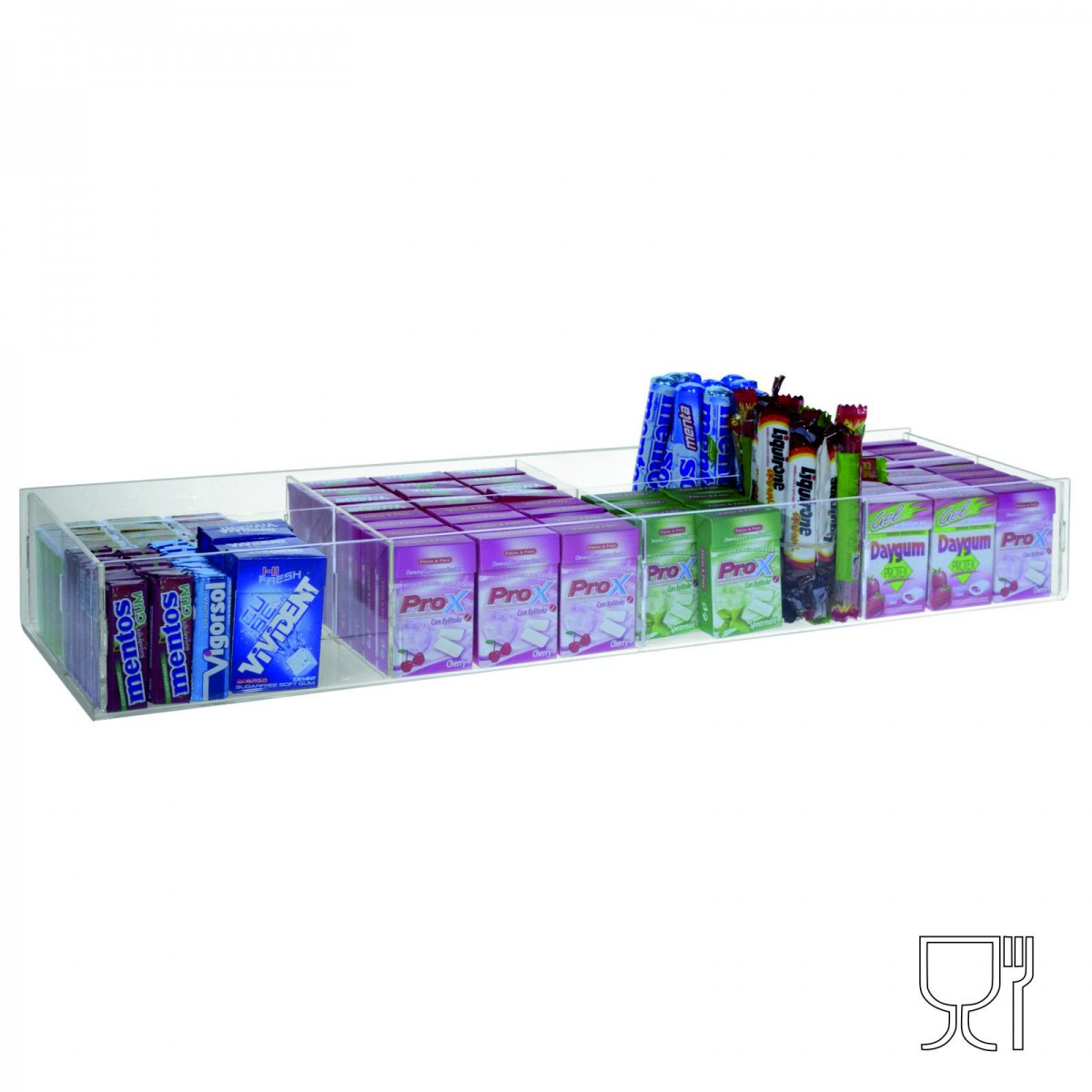 E-394 PCR-C - Espositore in plexiglass trasparente da banco per caramelle e oggetti vari a 8 scomparti