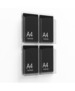 E-402 EPD-F - Porta depliant da parete a 4 tasche (2x2) per depliant formato A4