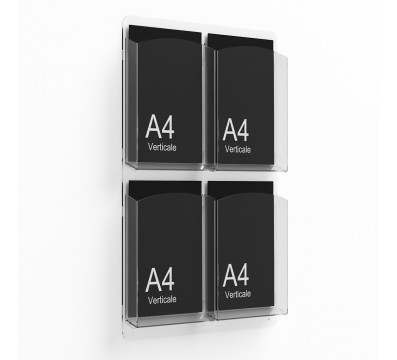 E-402 EPD-F - Porta depliant da parete a 4 tasche (2x2) per depliant formato A4