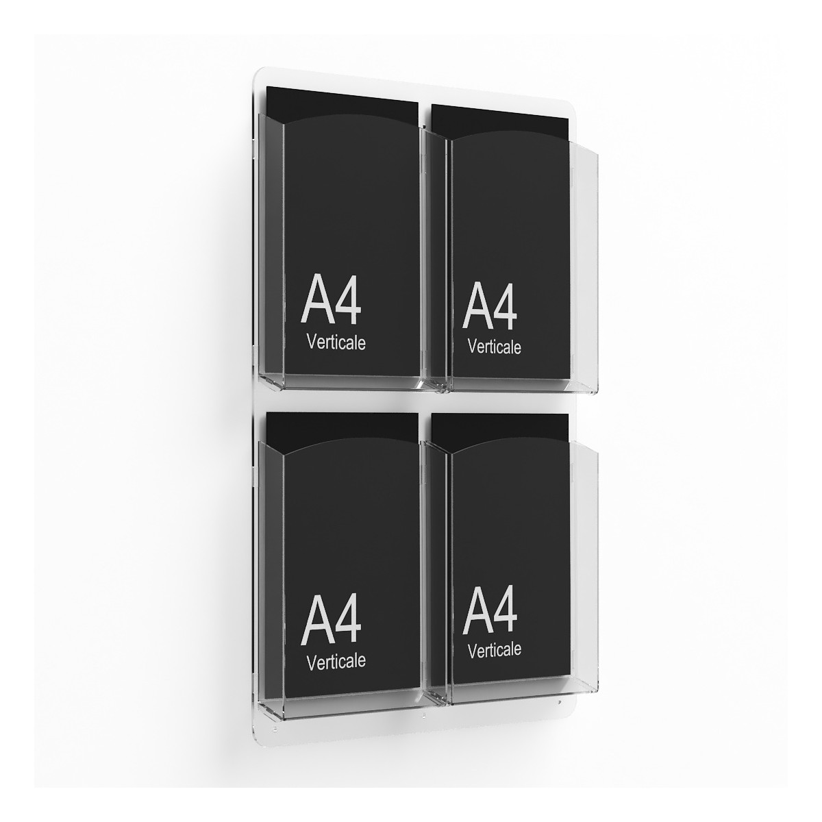 E-402 EPD-F - Porta depliant da parete a 4 tasche (2x2) per depliant formato A4