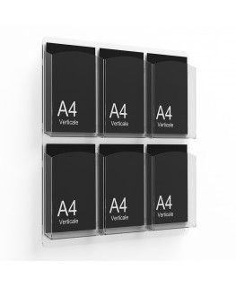 E-402 EPD-G - Porta depliant da parete a 6 tasche (3x2) per depliant formato A4