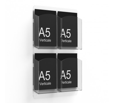 E-403 EPD-F - Porta depliant da parete a 4 tasche (2x2) per depliant formato A5