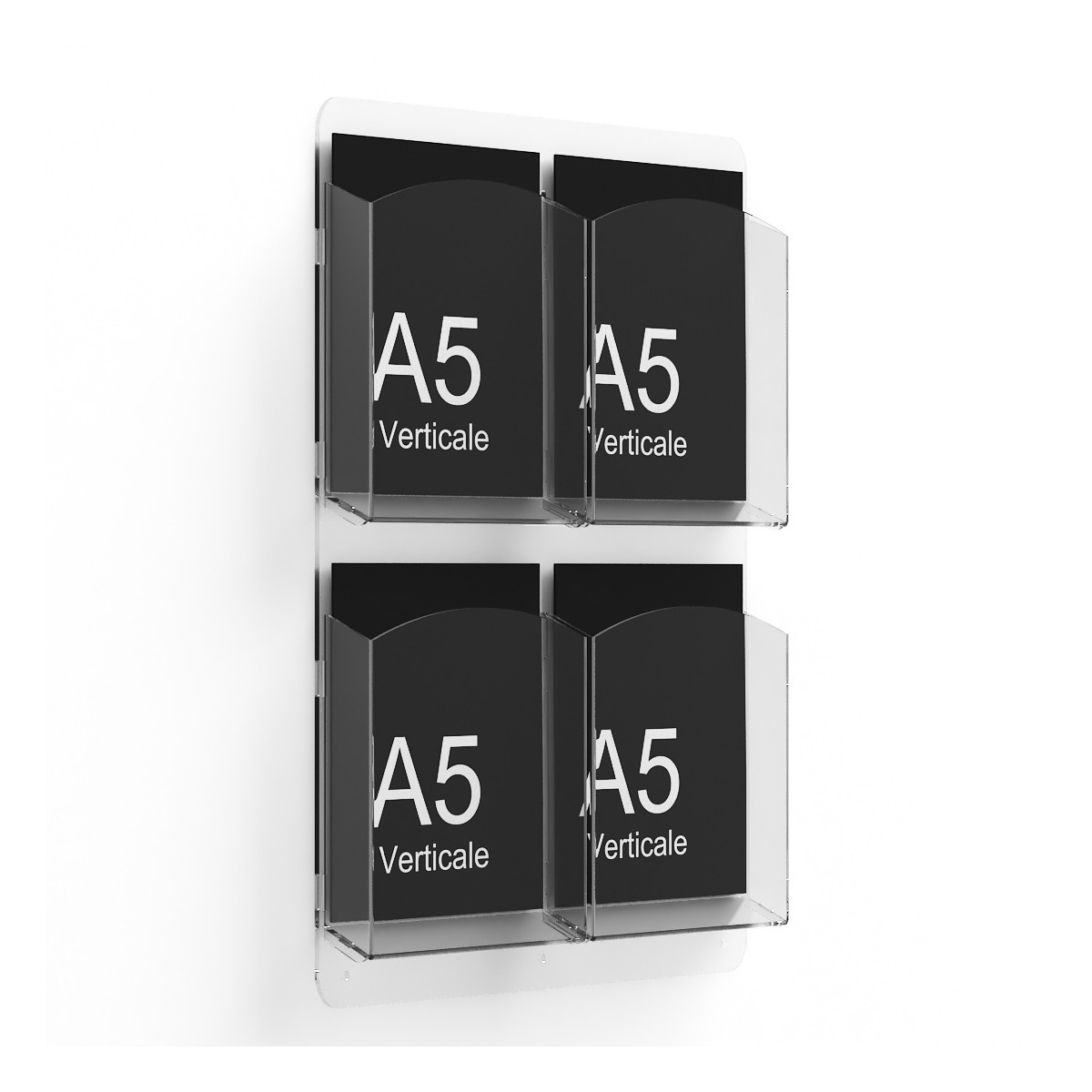 E-403 EPD-F - Porta depliant da parete a 4 tasche (2x2) per depliant formato A5