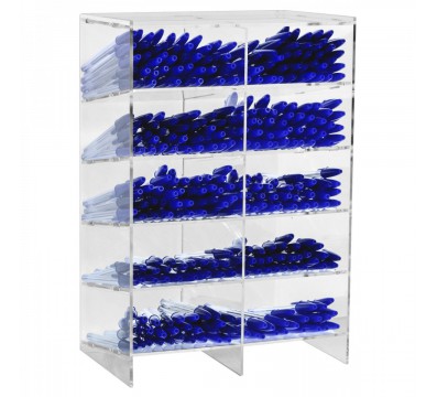 E-410 EPP-B - Porta penne da banco in plexiglass trasparente a 10 scomparti
