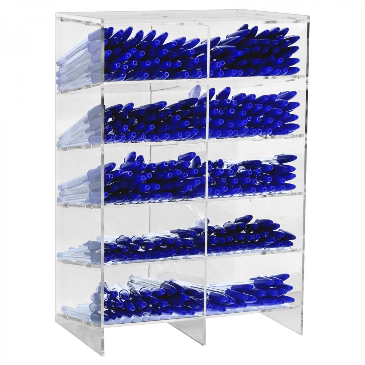 E-410 EPP-B - Porta penne da banco in plexiglass trasparente a 10 scomparti