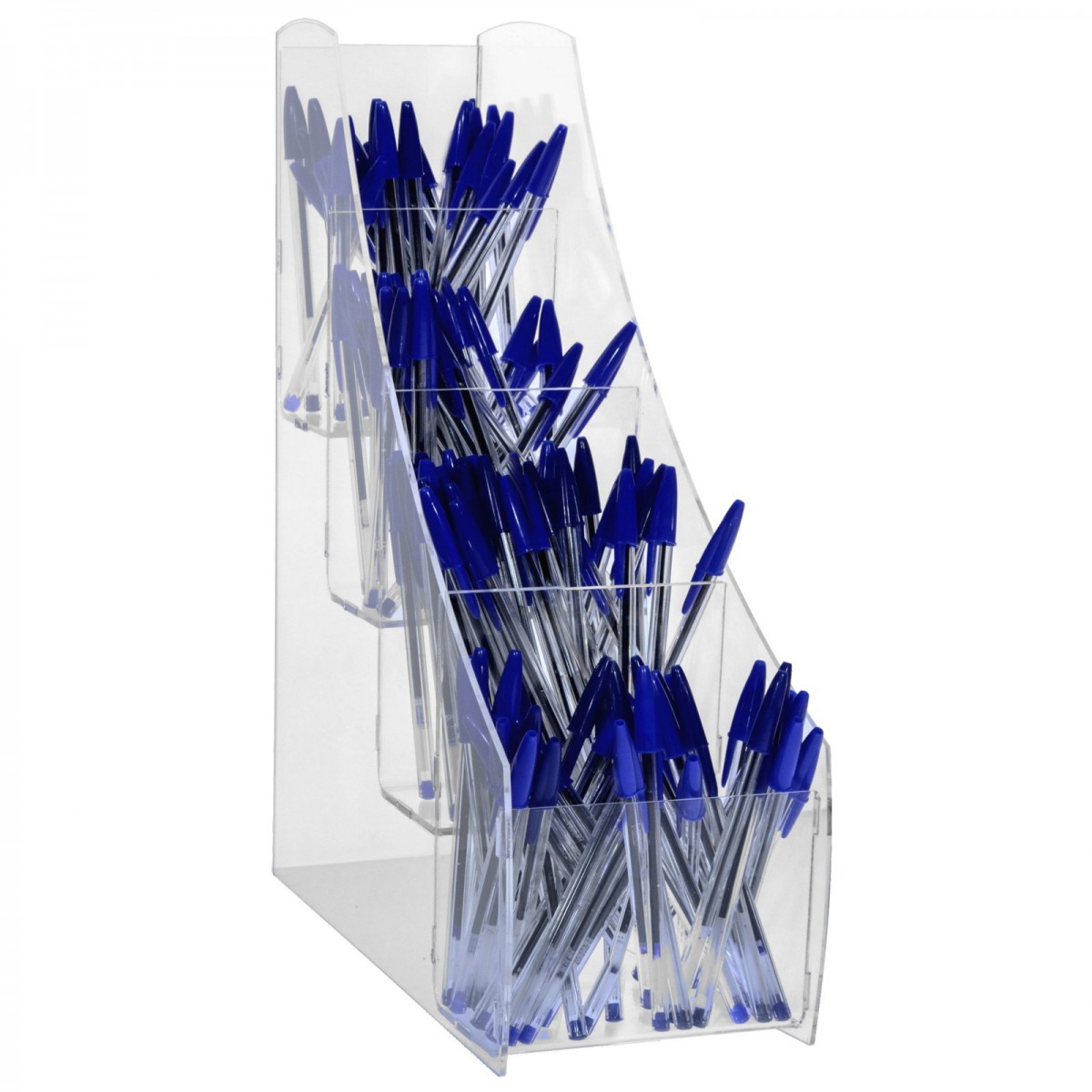 E-411 EPP-A - Porta penne da banco in plexiglass trasparente a 4 scomparti