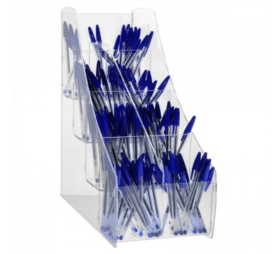 E-411 EPP-B - Porta penne da banco in plexiglass trasparente a 8 scomparti