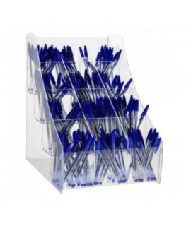 E-411 EPP-C - Porta penne da banco in plexiglass trasparente a 12 scomparti