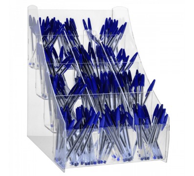 E-411 EPP-C - Porta penne da banco in plexiglass trasparente a 12 scomparti