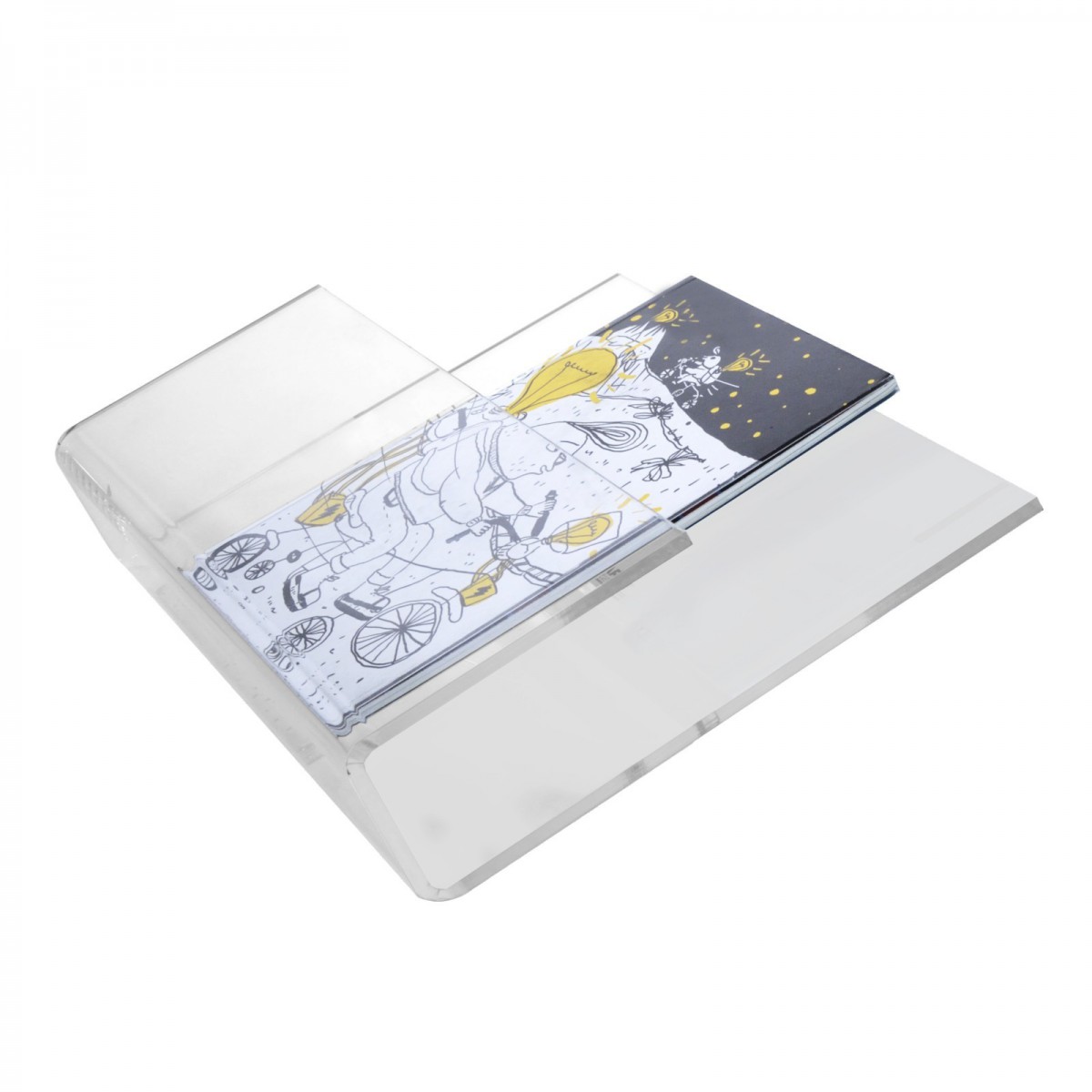 E-414 - Espositore da banco in plexiglass trasparente porta riviste e quotidiani modulare