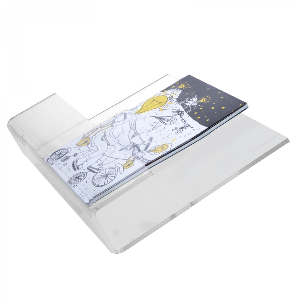 E-414 - Espositore da banco in plexiglass trasparente porta riviste e quotidiani modulare