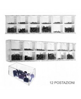 E-422 VPV-D - Espositore porta viti in plexiglass trasparente a 12 cassetti - Profondità 15,5 cm