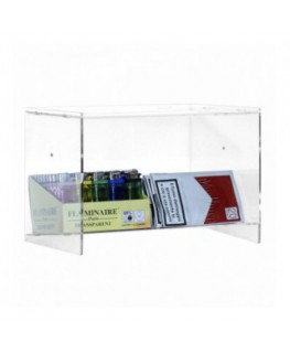 E-508 - Espositore porta accendini / porta tabacco in plexiglass trasparente con Ripiano Inclinato