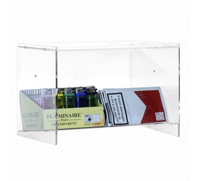 E-508 - Espositore porta accendini / porta tabacco in plexiglass trasparente con Ripiano Inclinato