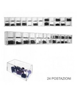 E-422 VPV-L - Espositore porta viti in plexiglass trasparente a 24 cassetti - Profondità 15,5 cm