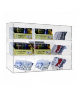 E-427 - Espositore universale in plexiglass trasparente porta cartine, sigarette, buste di trinciato e accendini