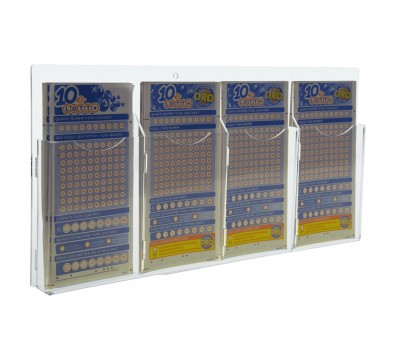 E-276 EPS-D - Espositore schedine da parete in plexiglass trasparente a 4 tasche