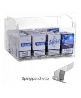 E-434 PBS-A - Espositore in plexiglass trasparente da banco porta sigarette da 20 - L 25 x P 30 cm.
