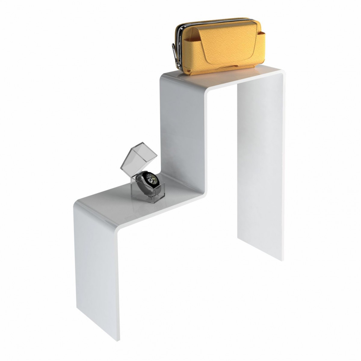 E-551 - Scaletta in plexiglass bianco - Spessore 5 mm.