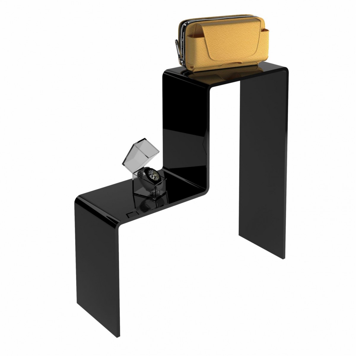 E-552 - Scaletta in plexiglass nero - Spessore 5 mm.