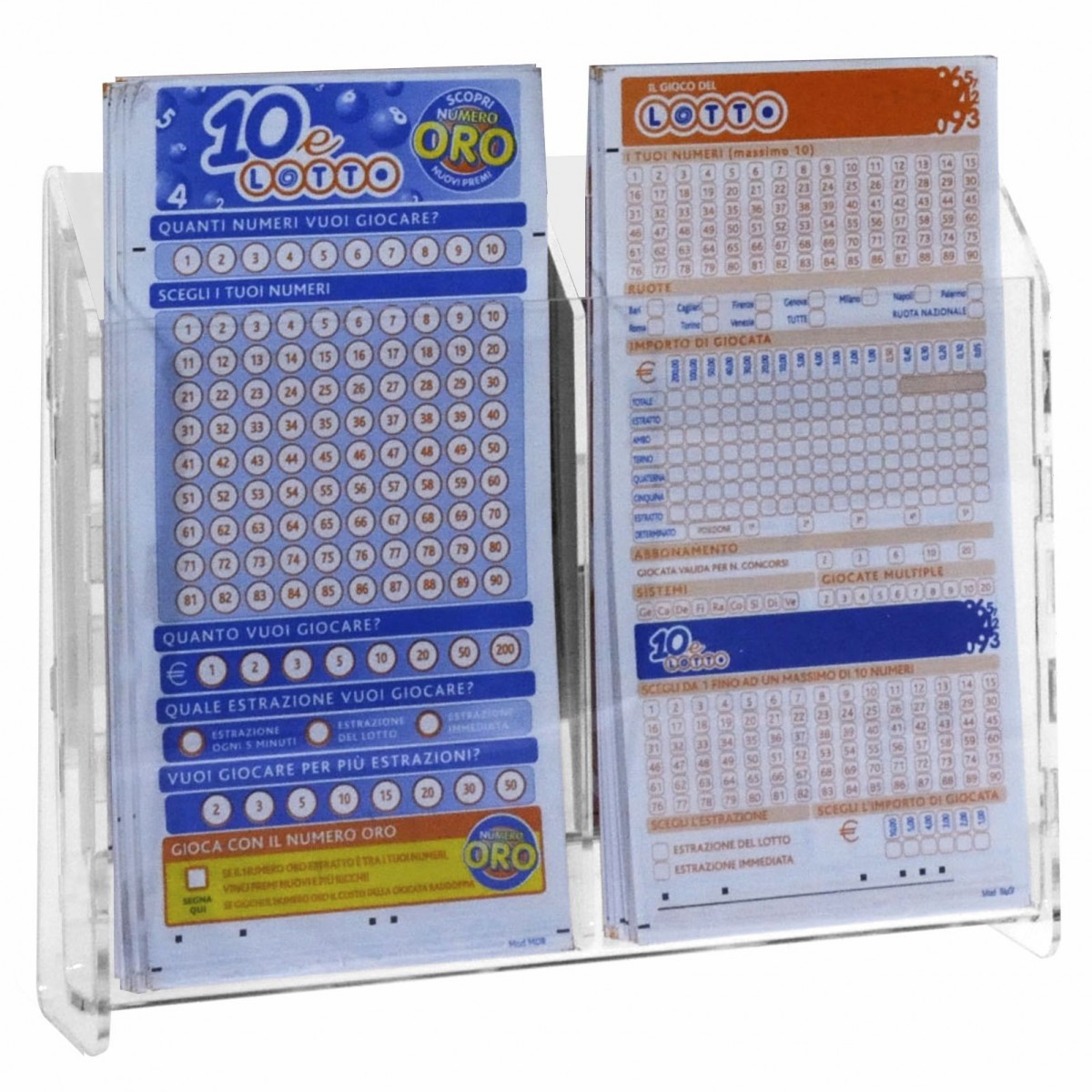 Expositor de boletos de lotería para mostrador