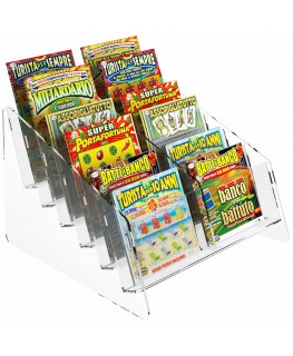 E-486 - Espositore gratta e vinci da banco in plexiglass trasparente