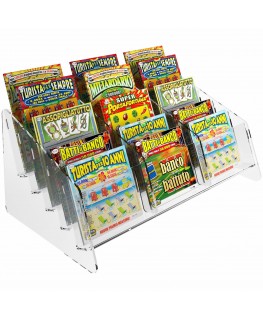 E-487 - Espositore gratta e vinci da banco in plexiglass trasparente