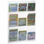 Expositor de pared de plexiglás transparente para boletos de apuestas y tarjetas rasca y gana