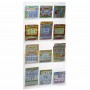 Transparent plexiglass wall-mounted display for betting slips and scratch cards